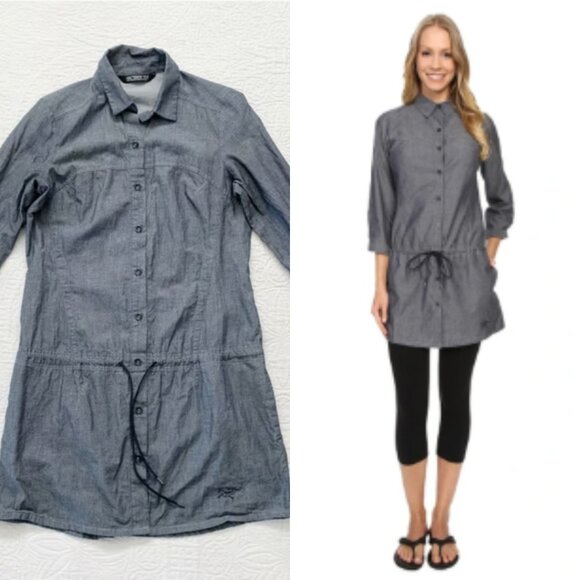 Arc’teryx - Blanchard Chambray Tunic Top Mini Dress | Blue / Gray | Size Medium - Picture 1 of 7